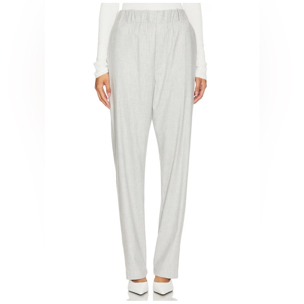 NWOT Enza Costa Wool Suiting Pull On Trouser in Light Grey Melange / Size 0-XS